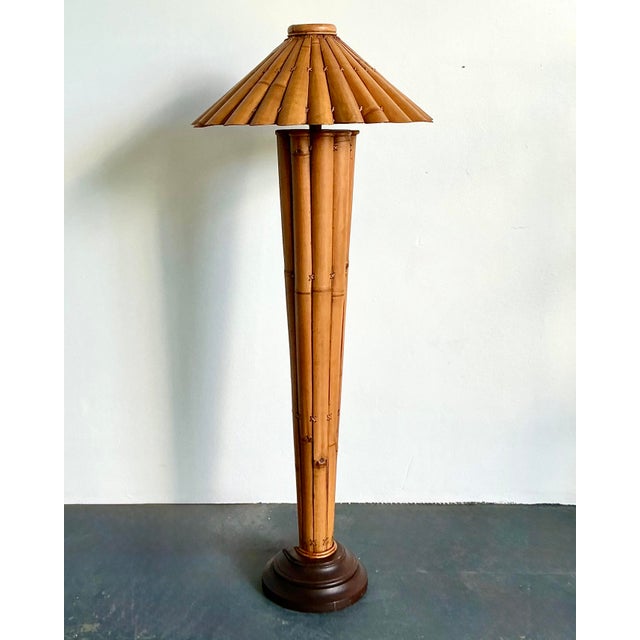 Vintage Boho Split Bamboo Floor Lamp For Sale In West Palm - Image 6 of 11