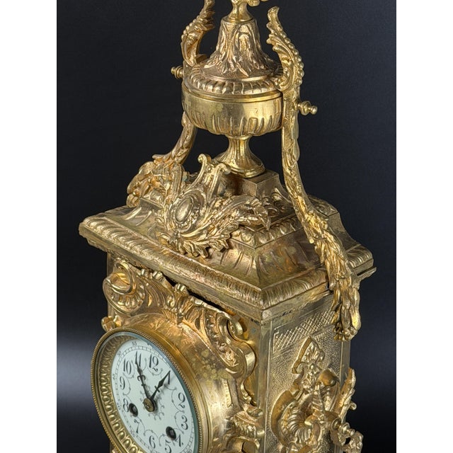 French Louis XV Revival Mantel Clock by AD Mougin, Late 19th Century For Sale - Image 6 of 18