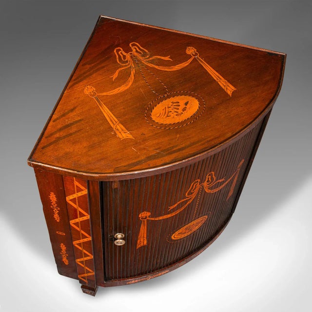 Early 19th Century Circa 1800 Antique Tambour Corner Cabinet For Sale - Image 5 of 10