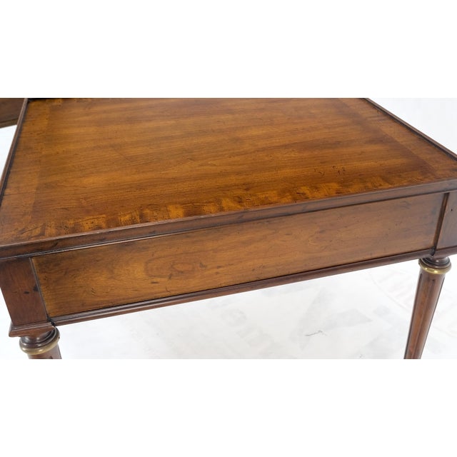 Wood Pair Banded Top Fluted Tapered Legs One Drawer Low Profile End Tables Stands For Sale - Image 7 of 14