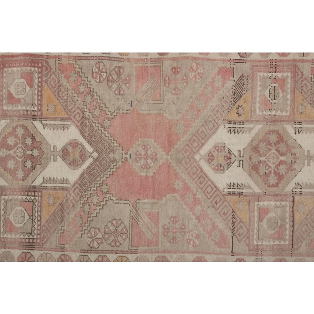 Mid-Century Modern Vintage Faded Large Hand-Knotted Hallway Runner For Sale - Image 3 of 13