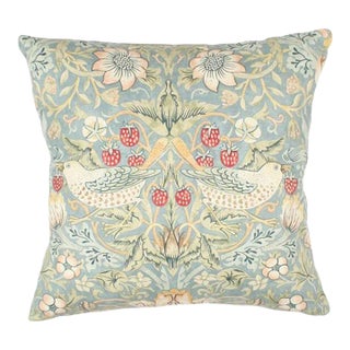 William Morris Strawberry Thief Slate Cushion For Sale