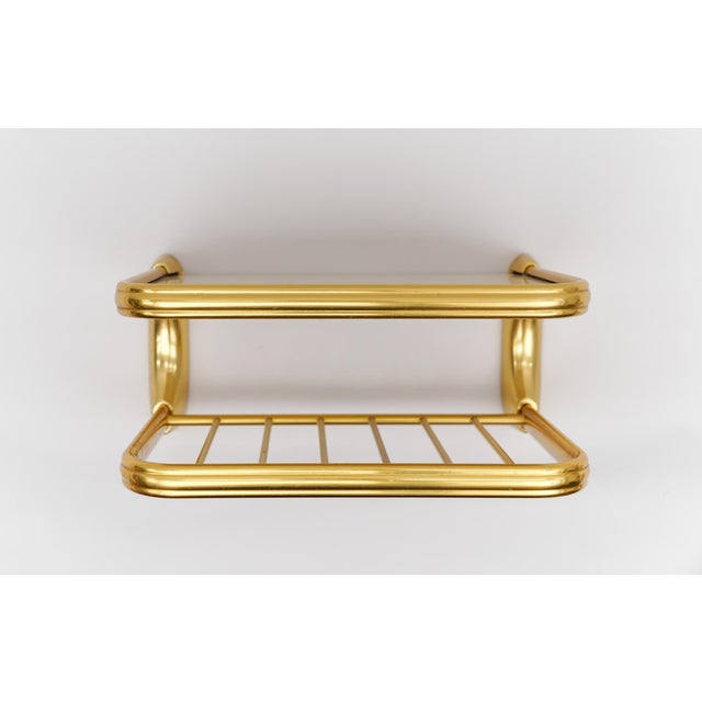 Vintage Brass and Glass Wall Shelf, 1960s For Sale - Image 6 of 10