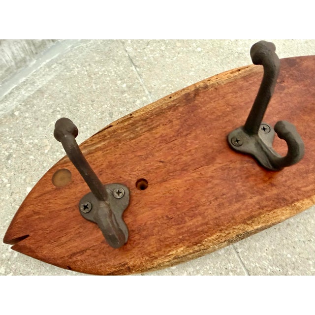 Wood Vintage Rustic Folk Art Wood Fish Coat, Hat Rack For Sale - Image 7 of 12