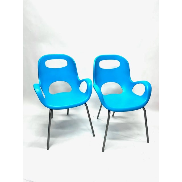 Turquoise Y2k Karim Rashid Turquoise Oh Chairs - a Pair For Sale - Image 8 of 8
