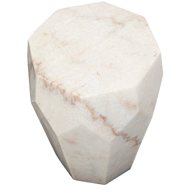 Contemporary Monolith Side Table in White Stone For Sale - Image 3 of 6