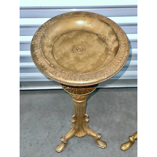 Early 20th Century Art Deco French Provincial Brass Tripod Torchieres Candle Holders - A Pair For Sale - Image 5 of 10
