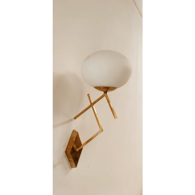 Gold Brass Wall Light with Oval Glass For Sale - Image 8 of 10