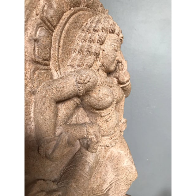 Tan Mid 20th Century South Asian Sandstone Sculpture of Dancing Hindu Goddess For Sale - Image 8 of 12