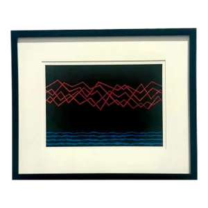 Late 20th Century Vintage Boho Abstract Minimalistic Lithograph, Framed