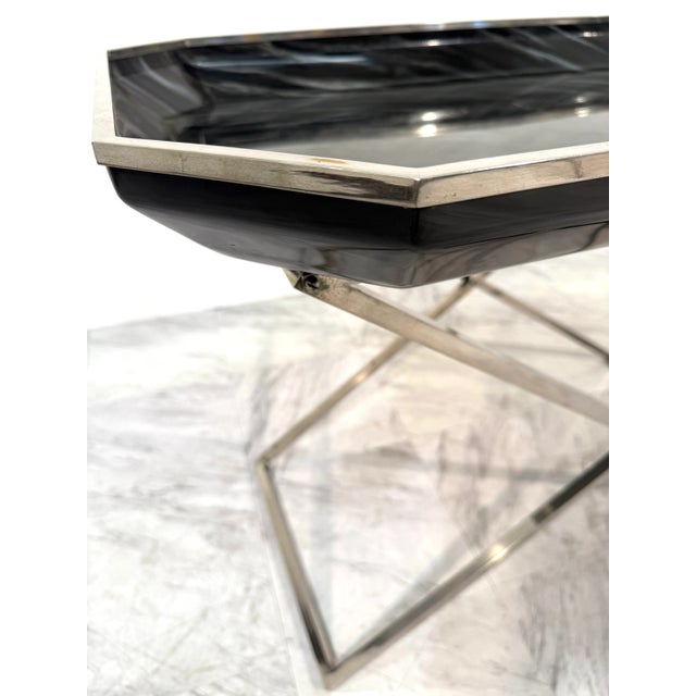 Folding Tray Table in Smoked Glass & Chrome, 1970s Italy For Sale In Los Angeles - Image 6 of 10