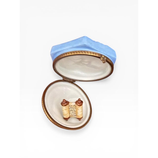 Late 20th Century Late 20th Century Hand-Painted Limoges Porcelain Jerusalem Box – Dome of the Rock Scene With Torah Scroll Interior, Artist Proof For Sale - Image 5 of 6