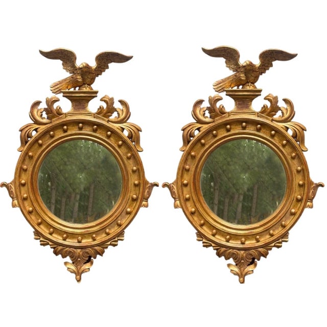 Mid-Century Italian Carved Eagle Giltwood Federal Style Mirror, Two Available For Sale In Atlanta - Image 6 of 11