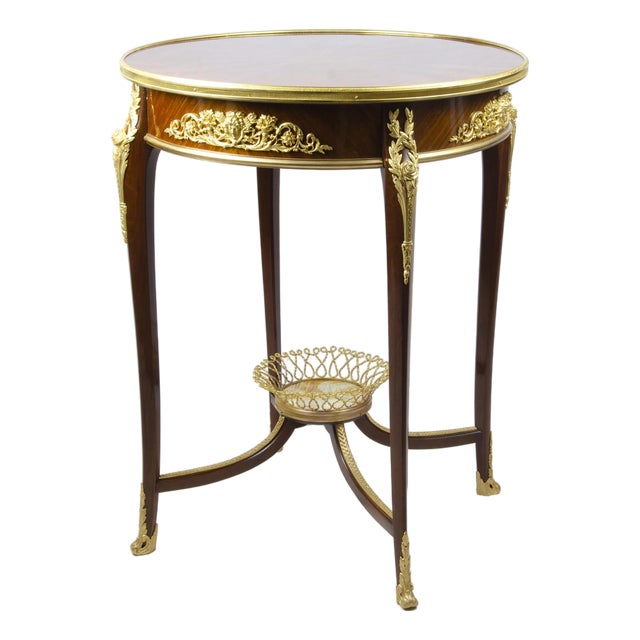 Late 19th Century Louis XV Circular Gueridón Table With Ormolu Accents Attributed to François Linke for Maison Forest, France For Sale