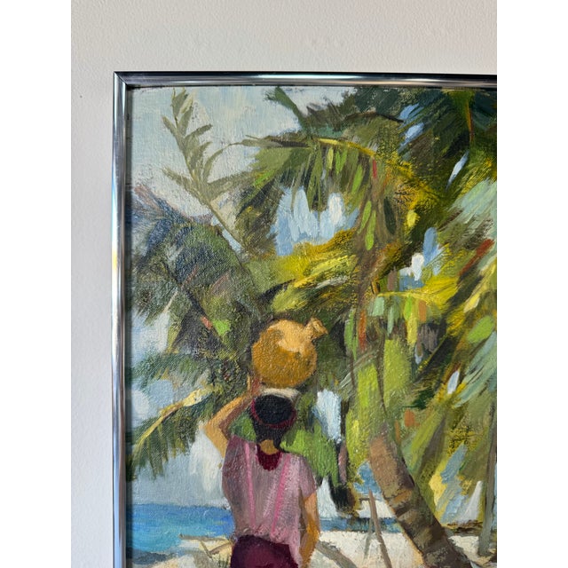 1980’s Frances Ayers Impressionist Coastal Landscape Oil on Board Painting, Framed For Sale In Miami - Image 6 of 11