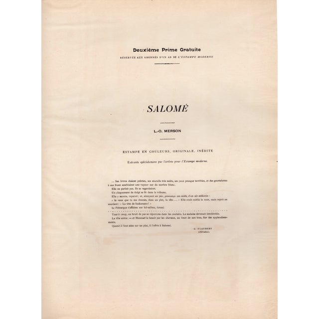 Paper Luc-Olivier Merson, Salomé, 1898, Lithograph on Paper For Sale - Image 7 of 8
