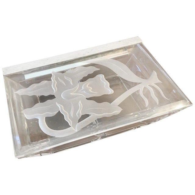 Silver Etched Glass Lidded Box For Sale - Image 8 of 8