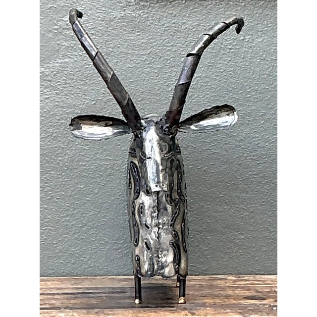 Mid-Century Modern Vintage Torch Cut Ram Sculpture For Sale - Image 3 of 12