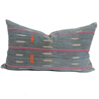 Vintage African Baule Ikat Mudcloth Pillow | Poppy 14x24 For Sale