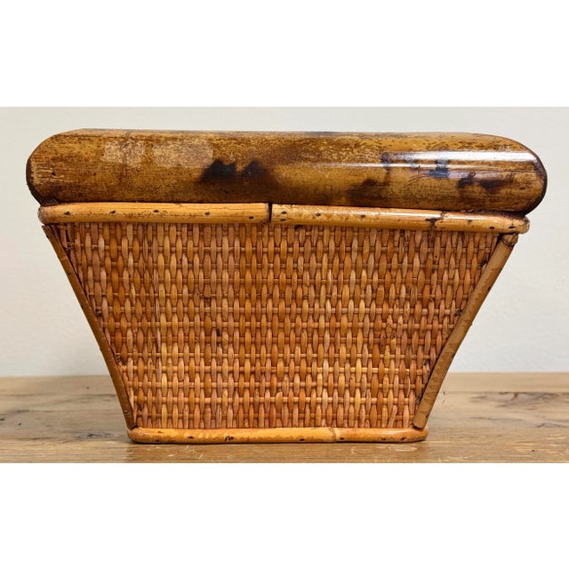 Vintage Scorched Bamboo and Cane Planter For Sale - Image 4 of 7