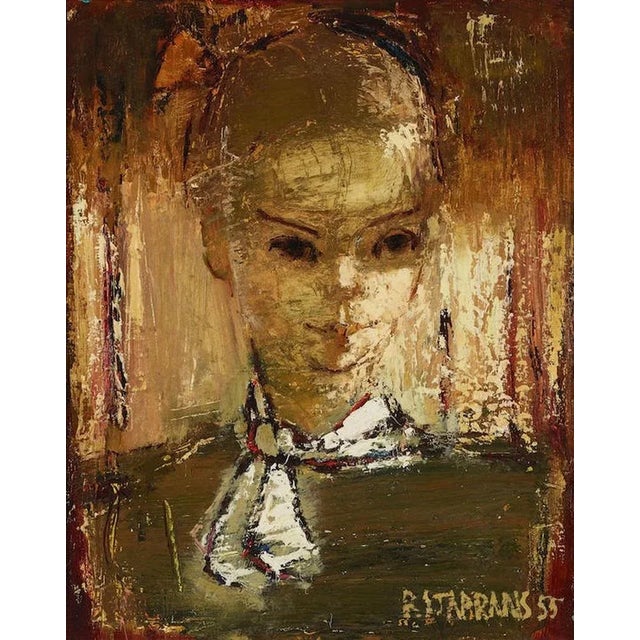 Raimonds Staprаns, Portrait of Woman, 1955, Oil on Canvas For Sale - Image 7 of 7