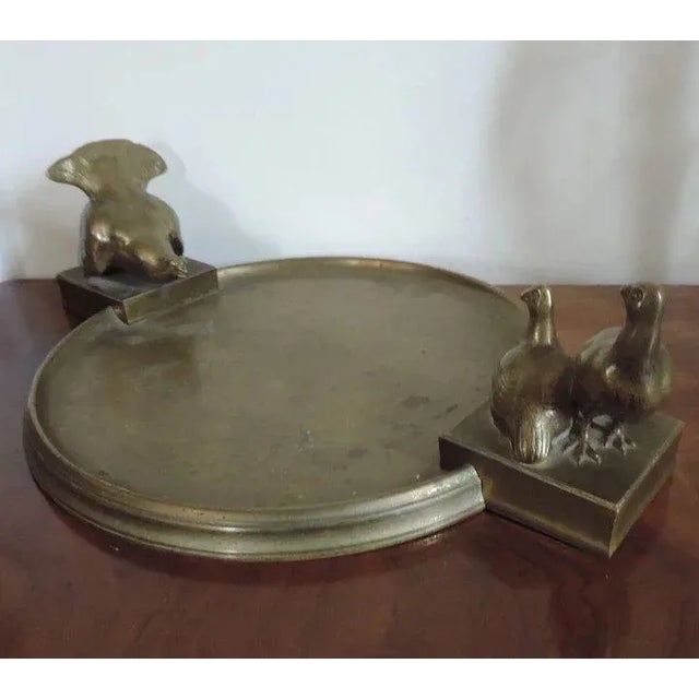 Early 20th Century Art Deco Bronze Table Top Centerpiece Plateau with Game Bird Sculptures For Sale - Image 10 of 11
