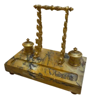 Siena Marble and Ormolu Double Inkstand Late 19th Century