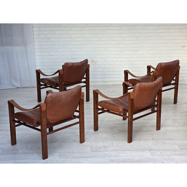 Mid-Century Modern Danish Safari Armchair in Leather from Skipper's Furniture, 1970s For Sale - Image 3 of 17
