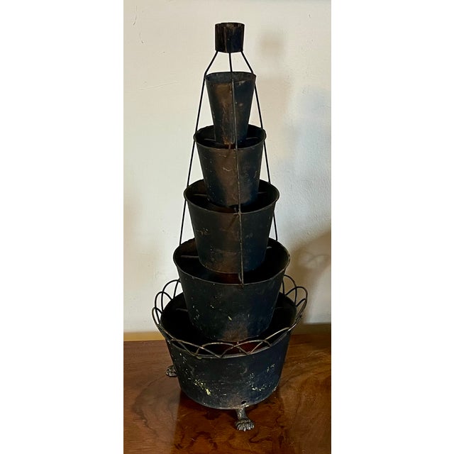 Black Antique 19th Century French Tole Graduated Six Tiered Tulipiere Flower Frog Centerpiece For Sale - Image 8 of 13