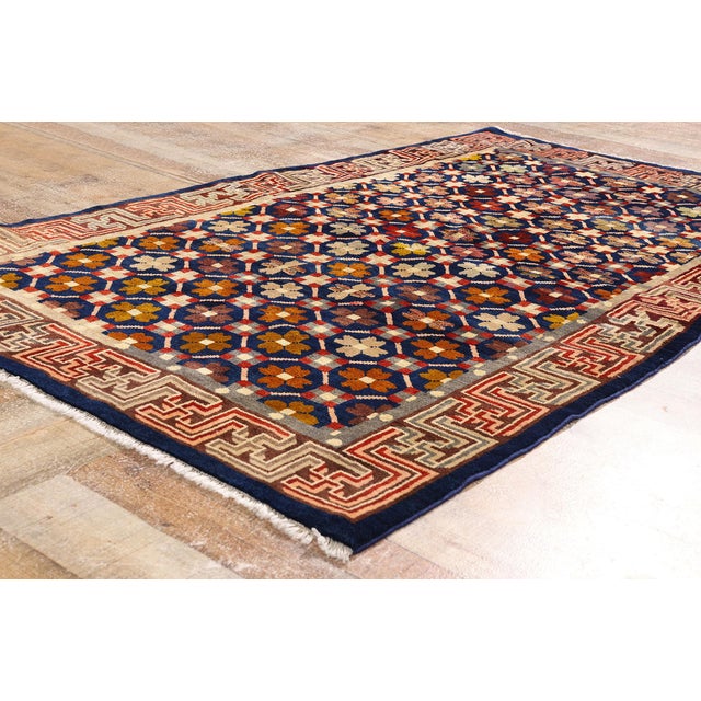 Navy Blue Antique Chinese Peking Rug, 03'11 X 06'09 For Sale - Image 8 of 10