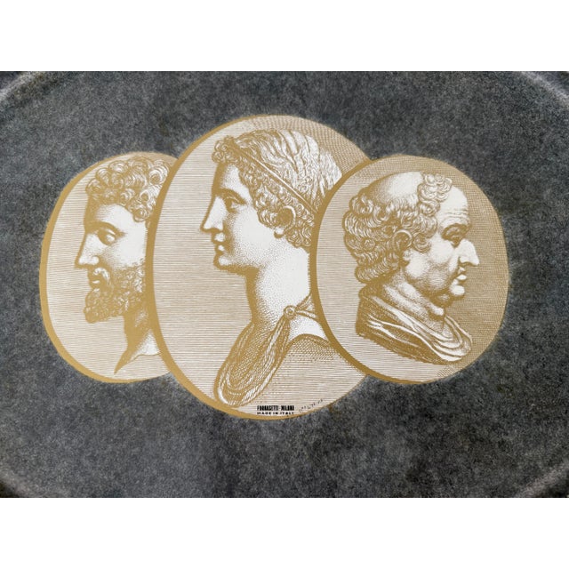 Italian Fornasetti Oval Metal Enameled Tray With Roman Profiles For Sale - Image 3 of 9