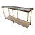 Vintage Hollywood Regency Faux Bamboo Brass Console Table With Cane Shelf & Double Glass Top | Chinoiserie Campaign Entry Table For Sale