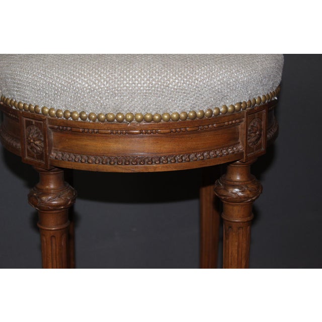 Louis XVI Style Walnut Stool, 1900 For Sale - Image 9 of 11