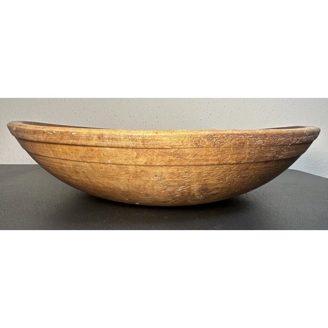 Early 20th Century Antique American Primitive Hand-Turned Maple Wood Out of Round Dough Bowl For Sale - Image 5 of 7