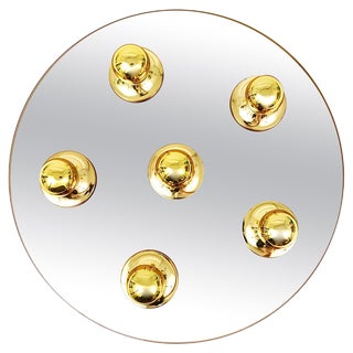 Italian Fontana Arte Style Gold Bronze Sconce in Mirrored Glass, 1970s For Sale