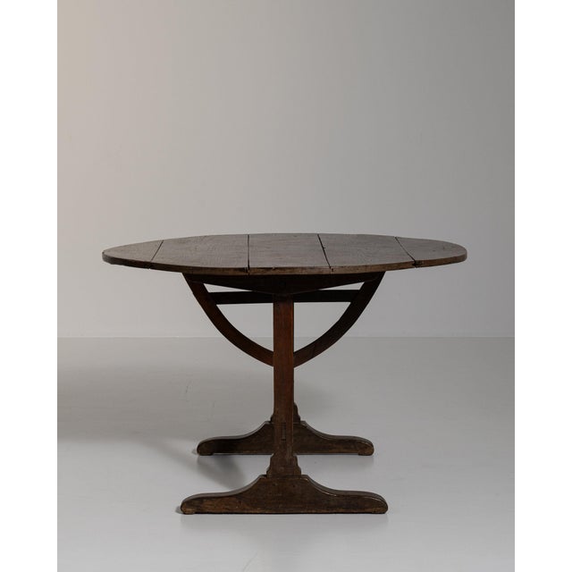 19th Century France Rich Walnut Brown Round Tilt-Top Drop-Leaf Table For Sale - Image 10 of 11
