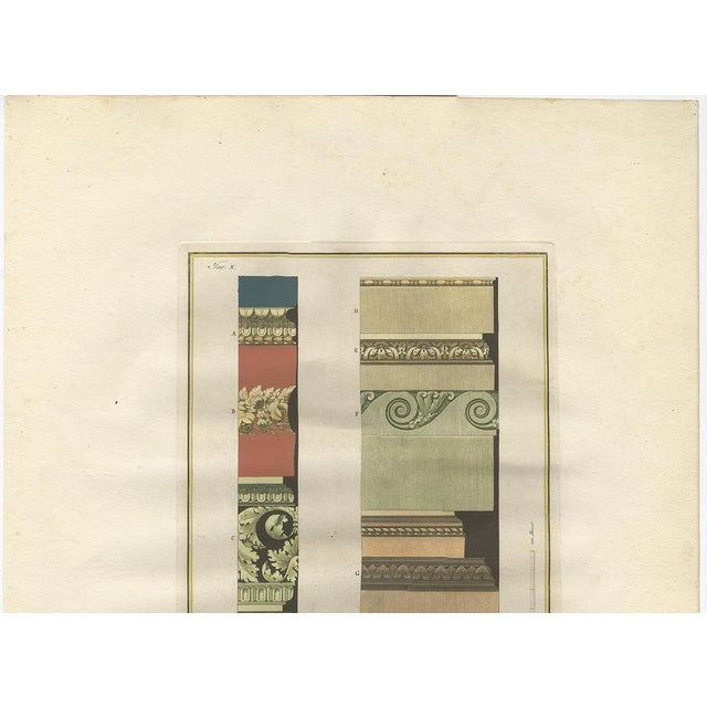 Antique architecture print of ornaments titled 'Dimostrazione in grande de profili delle Cornici co suoi ornati del...