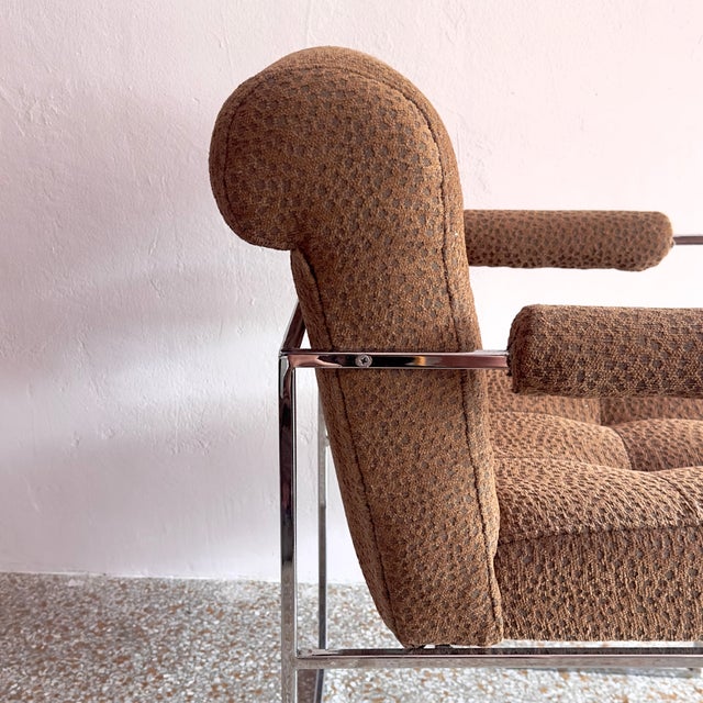 Brown Thin Line Dining or Occasional Chair Attributed to Milo Baughman for Thayer Coggin For Sale - Image 8 of 13