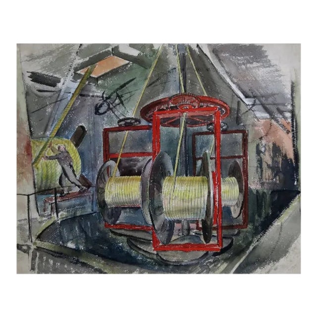 John De Forest Stull "The Rope Machine" Watercolor Painting For Sale