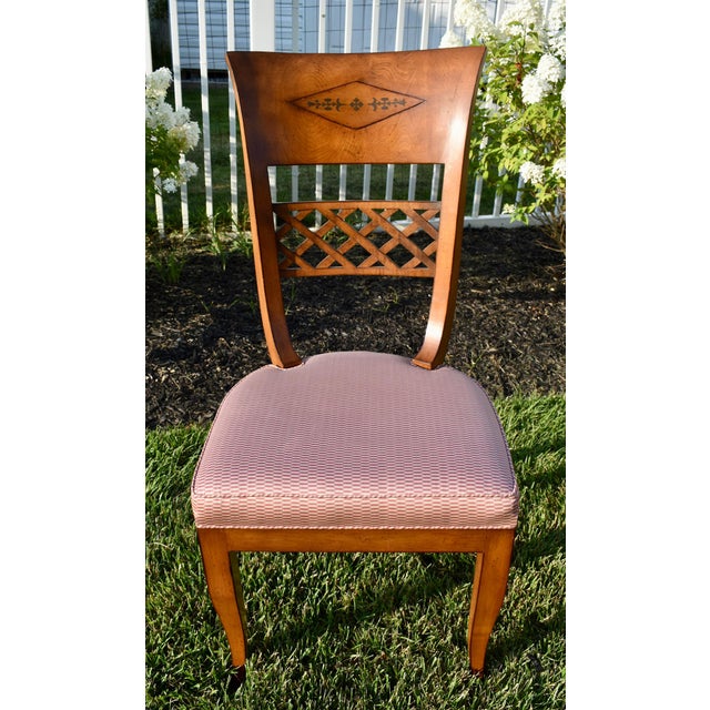 Vintage Brass Inlay Chairs Vintage Italian Regency Style Dining Chairs Set of 8 For Sale - Image 14 of 18