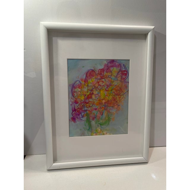 2020s Original Mixed Media Artwork “Orange Soufflé” (Watered Acrylic Painting and Ink on Art Paper); Signed, Framed For Sale - Image 5 of 12