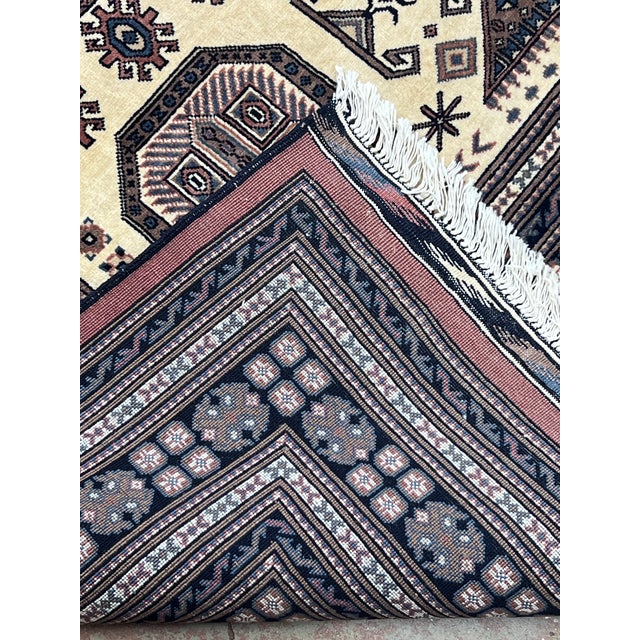 1980s Afghan Turkmen Geometric Design Rug 6’8” X 9’10” For Sale - Image 5 of 6
