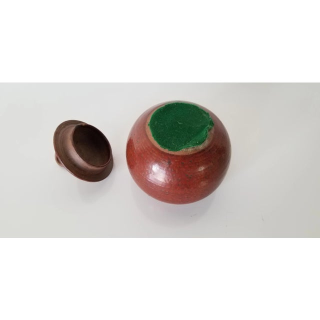 Ceramic Vintage Apple Shape Art Pottery Jar With Lid/ Sold For Sale - Image 7 of 10