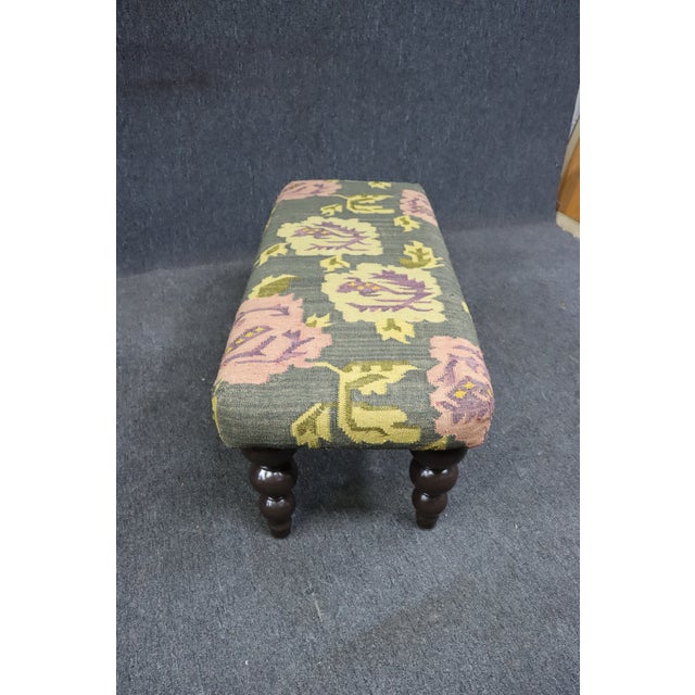 Floral kilim upholstered bench