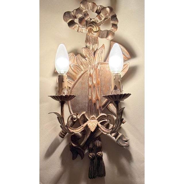 Louis XIV Silver and Wood Wall Lights, Set of 2 For Sale - Image 17 of 18