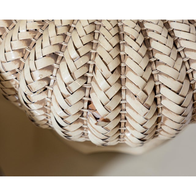 Vintage 1980s Organic Modern Ribbed Woven Wicker Melon Table Lamps, a Pair For Sale - Image 11 of 14