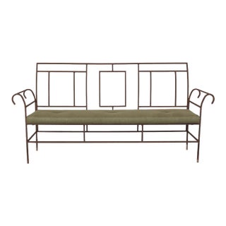 1930s Large French Iron Art Deco Bench For Sale