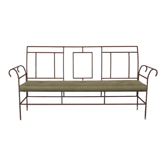1930s Large French Iron Art Deco Bench For Sale