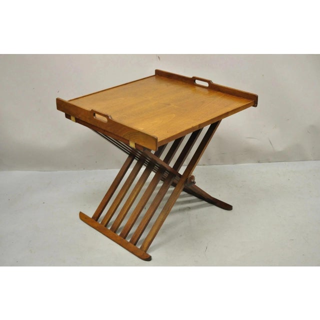Vintage Mid Century Modern Stewart MacDougall & Kipp Stewart Drexel Walnut Folding Campaign Table (A). Item features...