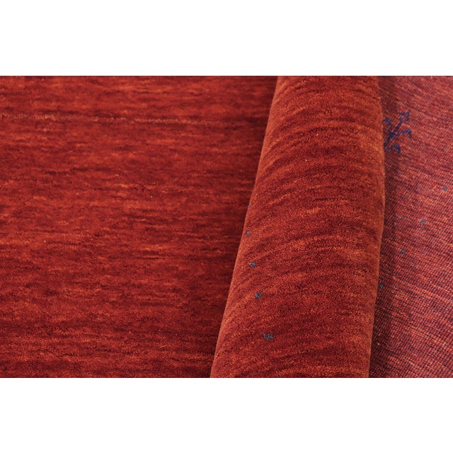 Burnt Orange Modern Gabbeh Burnt Orange Wool Rug - 8'2''x9'10'' For Sale - Image 8 of 10